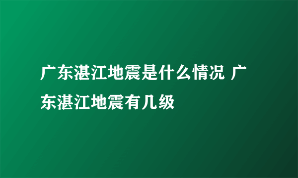 广东湛江地震是什么情况 广东湛江地震有几级