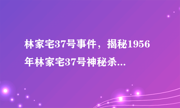 林家宅37号事件，揭秘1956年林家宅37号神秘杀人案始末 