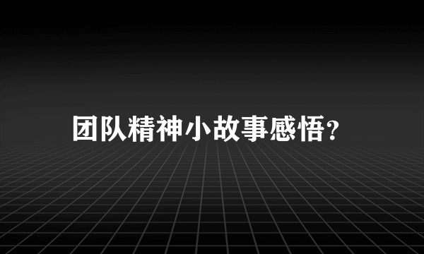 团队精神小故事感悟？