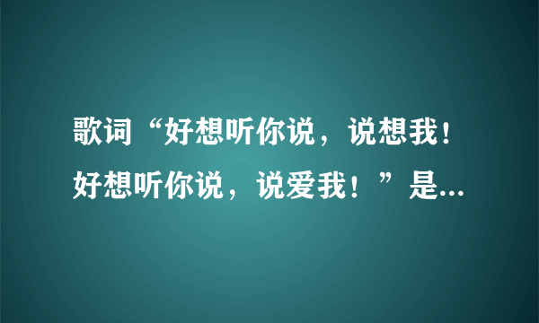 歌词“好想听你说，说想我！好想听你说，说爱我！”是什么歌？