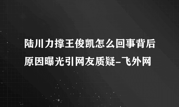 陆川力撑王俊凯怎么回事背后原因曝光引网友质疑-飞外网