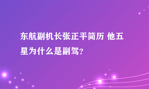 东航副机长张正平简历 他五星为什么是副驾？