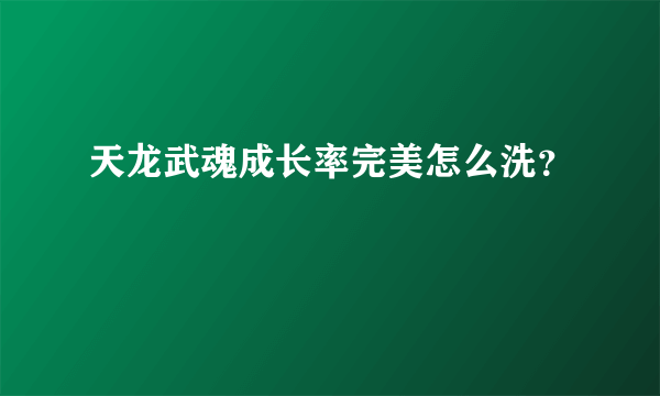 天龙武魂成长率完美怎么洗？