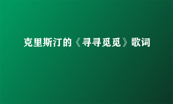 克里斯汀的《寻寻觅觅》歌词