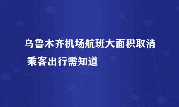 乌鲁木齐机场航班大面积取消 乘客出行需知道