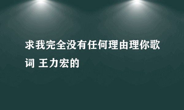 求我完全没有任何理由理你歌词 王力宏的