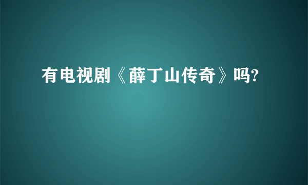 有电视剧《薛丁山传奇》吗?