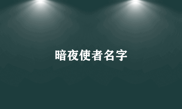 暗夜使者名字