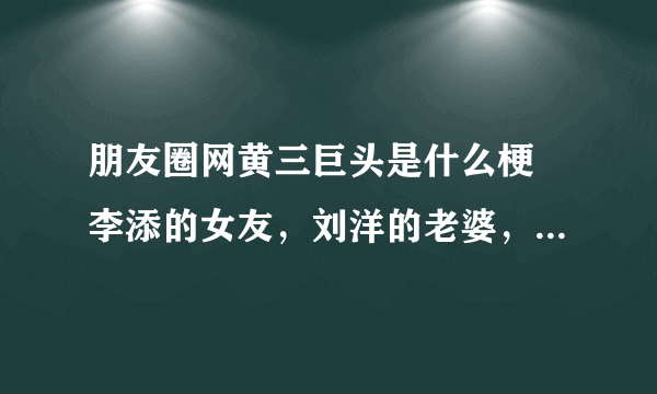 朋友圈网黄三巨头是什么梗 李添的女友，刘洋的老婆，杨涵的爸爸