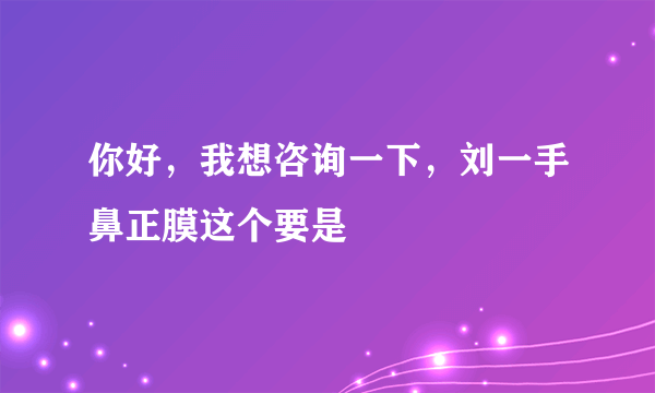 你好，我想咨询一下，刘一手鼻正膜这个要是