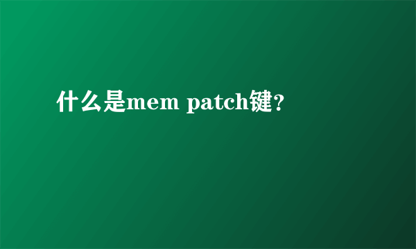什么是mem patch键？