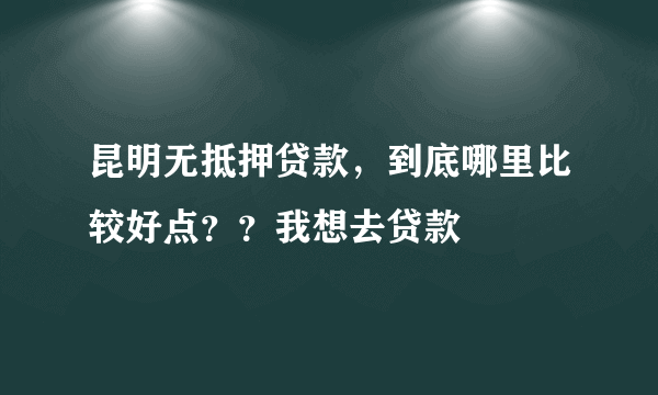 昆明无抵押贷款，到底哪里比较好点？？我想去贷款