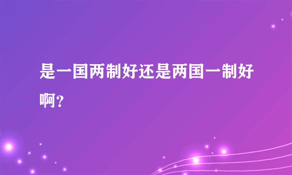 是一国两制好还是两国一制好啊？