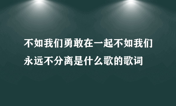 不如我们勇敢在一起不如我们永远不分离是什么歌的歌词