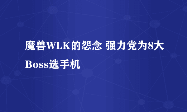 魔兽WLK的怨念 强力党为8大Boss选手机