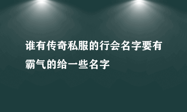 谁有传奇私服的行会名字要有霸气的给一些名字