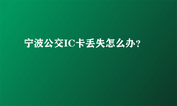 宁波公交IC卡丢失怎么办？