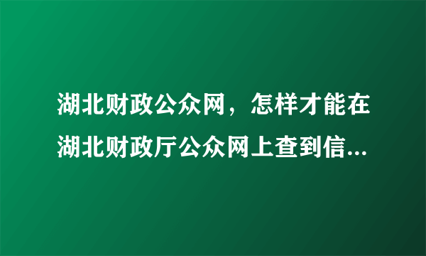 湖北财政公众网，怎样才能在湖北财政厅公众网上查到信息采集是否成功