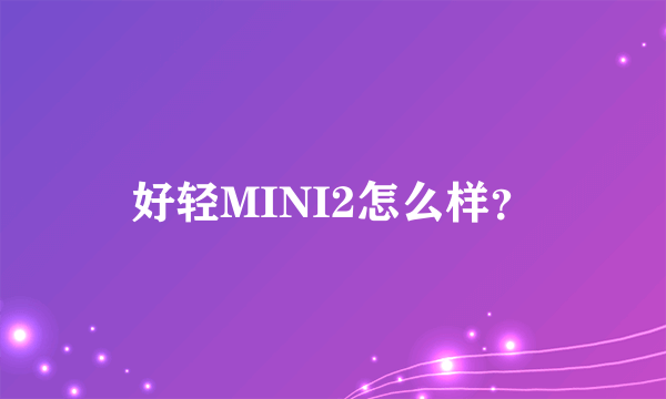 好轻MINI2怎么样？