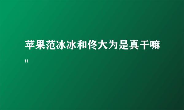 苹果范冰冰和佟大为是真干嘛