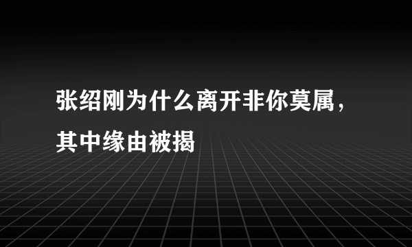 张绍刚为什么离开非你莫属，其中缘由被揭