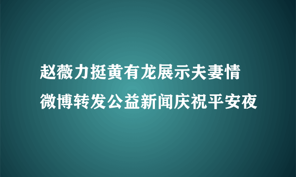 赵薇力挺黄有龙展示夫妻情  微博转发公益新闻庆祝平安夜