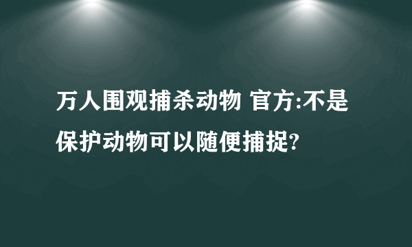 万人围观捕杀动物 官方:不是保护动物可以随便捕捉?