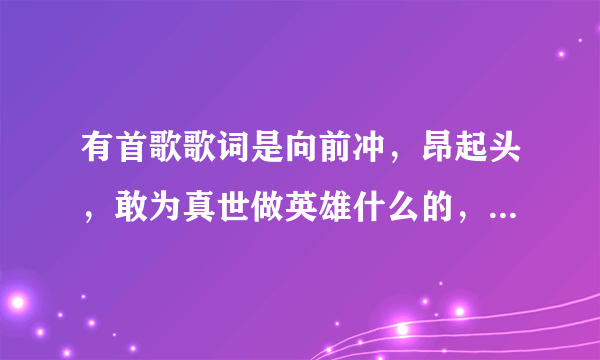 有首歌歌词是向前冲，昂起头，敢为真世做英雄什么的，这首歌叫啥啊