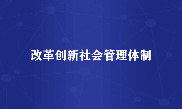 改革创新社会管理体制