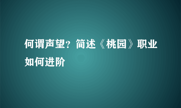 何谓声望？简述《桃园》职业如何进阶