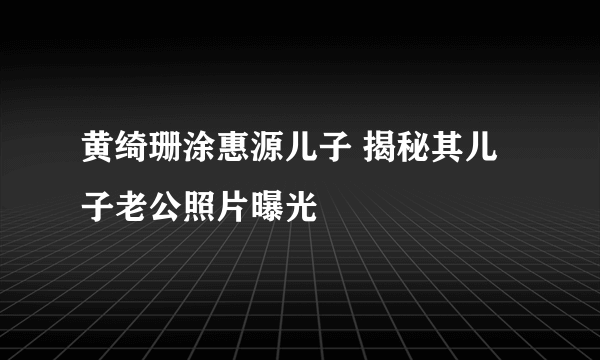 黄绮珊涂惠源儿子 揭秘其儿子老公照片曝光