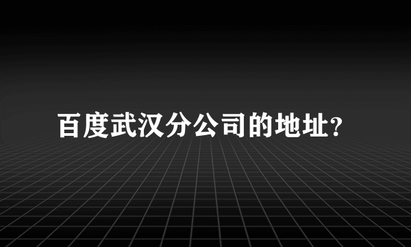 百度武汉分公司的地址？