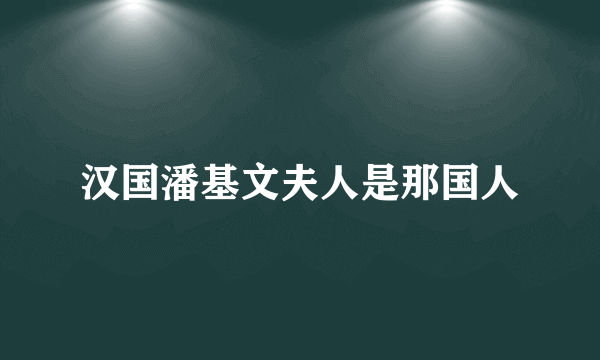 汉国潘基文夫人是那国人