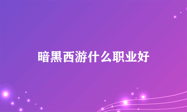 暗黑西游什么职业好