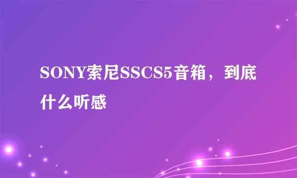 SONY索尼SSCS5音箱，到底什么听感