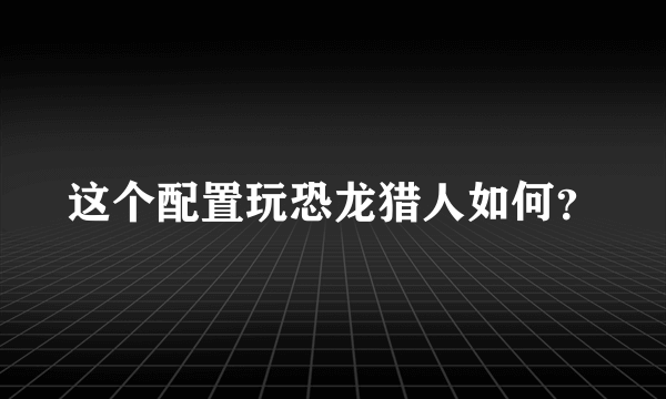 这个配置玩恐龙猎人如何？