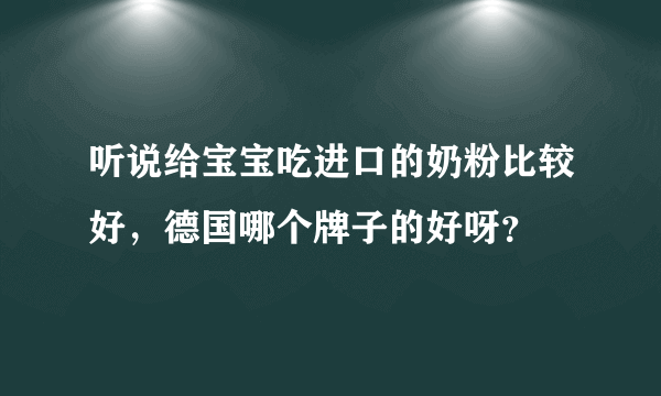 听说给宝宝吃进口的奶粉比较好，德国哪个牌子的好呀？