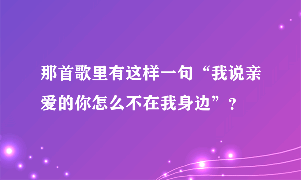 那首歌里有这样一句“我说亲爱的你怎么不在我身边”？