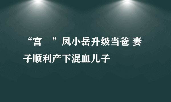 “宫洺”凤小岳升级当爸 妻子顺利产下混血儿子