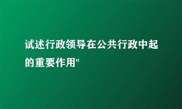 试述行政领导在公共行政中起的重要作用