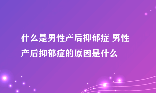 什么是男性产后抑郁症 男性产后抑郁症的原因是什么