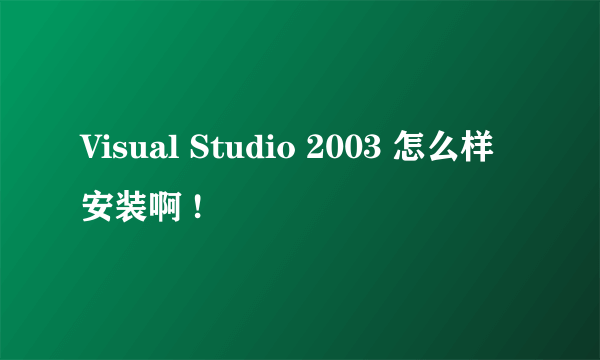 Visual Studio 2003 怎么样安装啊 !