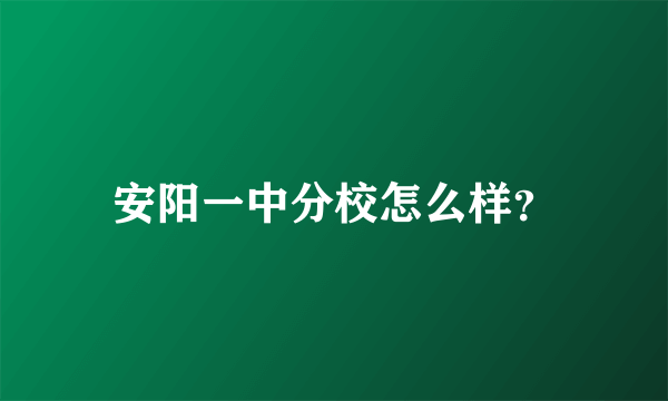 安阳一中分校怎么样？