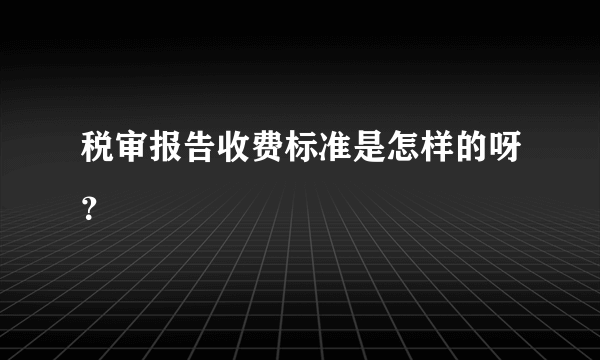 税审报告收费标准是怎样的呀？