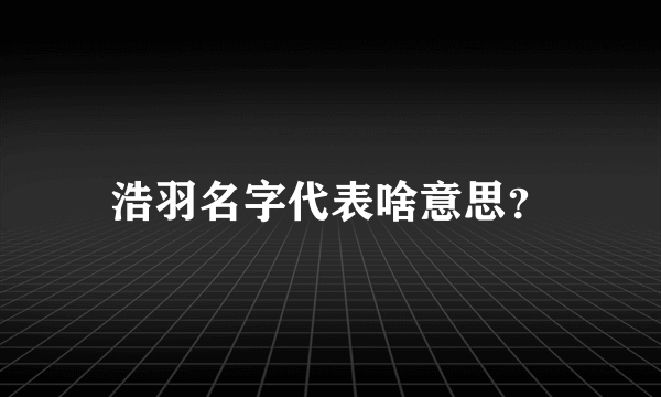 浩羽名字代表啥意思？