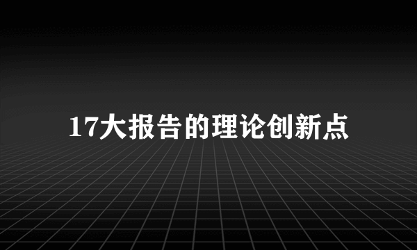 17大报告的理论创新点