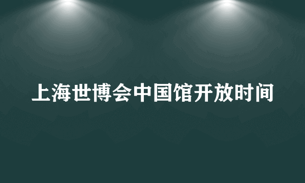 上海世博会中国馆开放时间