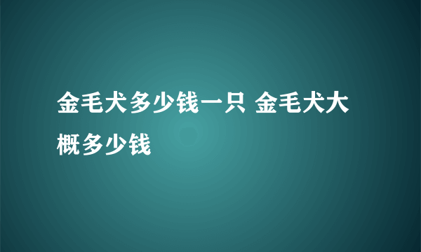 金毛犬多少钱一只 金毛犬大概多少钱