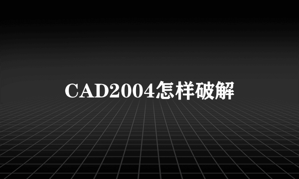 CAD2004怎样破解