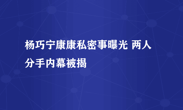 杨巧宁康康私密事曝光 两人分手内幕被揭